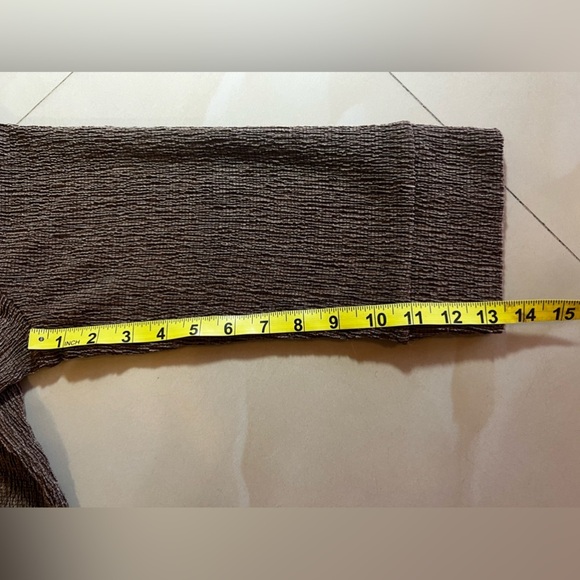 COPY - Rafael Woman Abstract Seersucker  Ribbed open cardigan size 1X brown - Picture 12 of 16